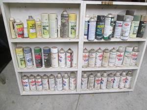 lot 134 image: Cabinet filled with spray paint can...