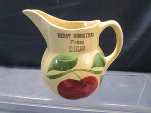 Watt Ware Apple Pitcher, Merry Christmas from Oscar