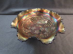 Blue Carnival Glass Bowl