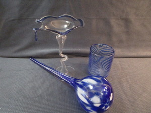 Blown Glass & Feather Drawn Vases