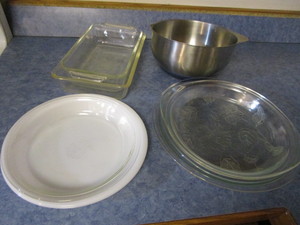 Pie Plates, Bread Pan, Mixing Bowl