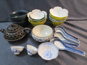 Rice Spoons, Lotus Bowls, Teapot