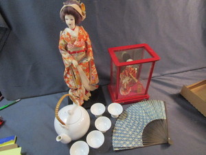 Geisha Doll, Tea Set, Fan