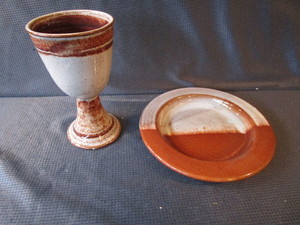 Pottery Chalice & Plate