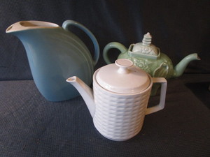 Hall Pitcher, Two Teapots