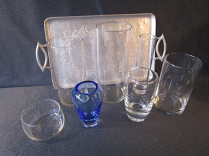 Aluminum Tray, Vases