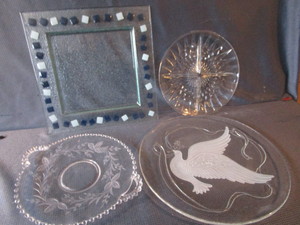 Dove Tray, Relish, Square, Etched