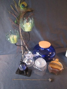 Cobalt Bowl, Metal Candle Holder