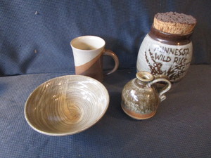 Pottery Bowl, Mug, Lamp, Canister