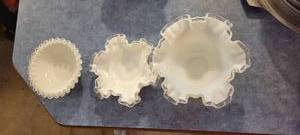 Silvercrested Milk Glass