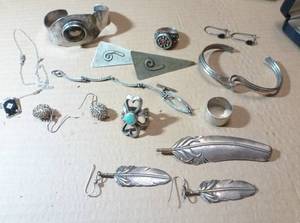 lot 3 image: This lot is all sterling silver pieces.  The rings are 6-14, 6-12