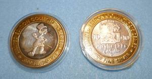 lot 17 image: Two $10 casino coins One ounce silver