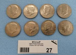 lot 27 image: Group of 8 Kennedy Half Dollars from 1976