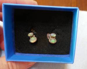 lot 48 image: Sterling silver and opal post ear rings