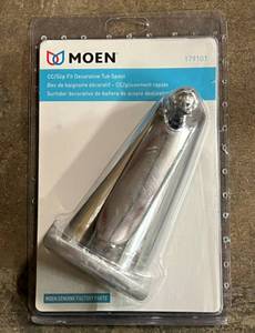 lot 15 image: MOEN Decorative Metal Diverter Tub Spout in Chrome ($39.98 retail, great for eBay SELLERS)