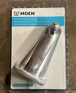 lot 16 image: MOEN Decorative Metal Diverter Tub Spout in Chrome ($39.98 retail, great for eBay SELLERS)