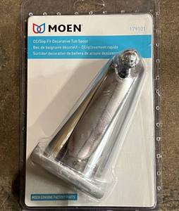 lot 18 image: MOEN Decorative Metal Diverter Tub Spout in Chrome ($39.98 retail, great for eBay SELLERS)