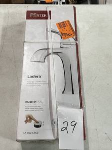lot 29 image: Pfister Ladera Single Handle Single Hole Bathroom Faucet in Polished Chrome (NEW) - Sells Great on eBay