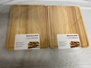 Two Kitchen Aid 11 x 14in Rubberwood Cutting Boards