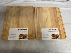 Two Kitchen Aid 11 x 14in Rubberwood Cutting Boards