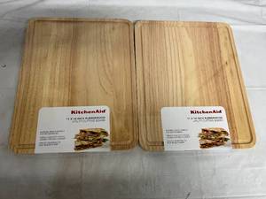 Two Kitchen Aid 11 x 14in Rubberwood Cutting Boards
