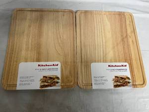 Two Kitchen Aid 11 x 14in Rubberwood Cutting Boards