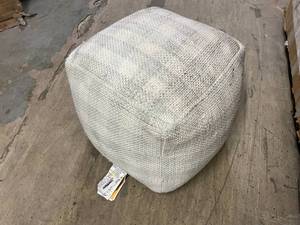 Gray and White Checkered Pouf