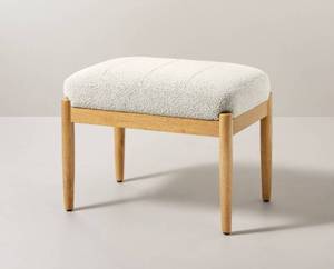 Hearth & Hand Wood and Boucle Ottoman - Oatmeal