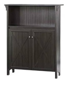 lot 9 image: 2-Door Storage Cabinet with Adjustable Shelves - Gray Finish