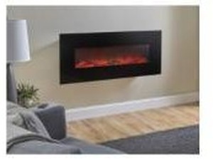 lot 17 image: Linear Electric Wall Mount Fireplace - Black