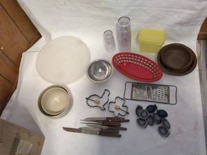 lot 56 image: Kitchenware Collection Including Various Bowls, Utensils, and Grater