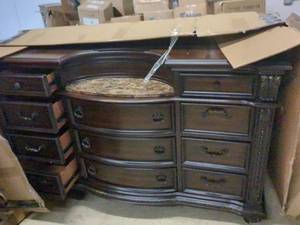 lot 65 image: Home Elegance 1175-5 Dual Dresser with Marble Top