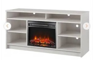 lot 67 image: Ameriwood Home Electric Fireplace TV Stand With Shelves