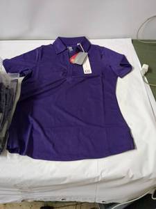lot 75 image: 10 Cutter & Buck CB DryTec Moisture-Wicking Purple Polo Shirt, Size M