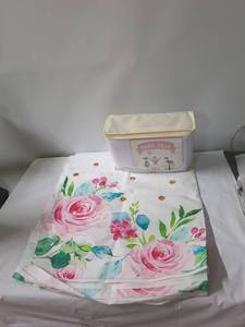 lot 78 image: Floral Tablecloth and A White Table Skirt