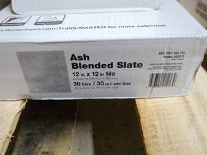 lot 109 image: Traffic Master Ash Blended Slate Peel and Stick Vinyl Tile - 30 Tiles