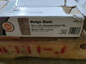 lot 111 image: TrafficMASTER Beige Slate Peel and Stick Vinyl Tile - 12 in x 12 in, 30 Tiles per Box