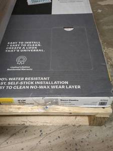 lot 116 image: Blanco Classico 12 x 24 Self-Stick Waterproof Flooring Tiles - 15 Tiles