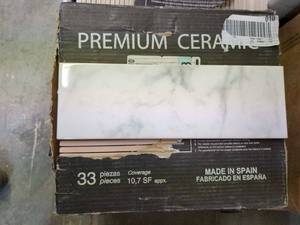 lot 120 image: Lot of 3 Boxes HD Kalypso Monet 4x12 Glossy Ceramic Tiles