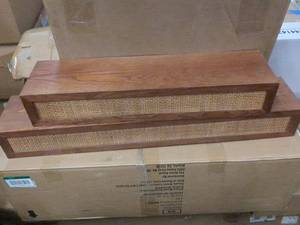 lot 179 image: Set of 2 Floating Wall Shelves with Cane Design