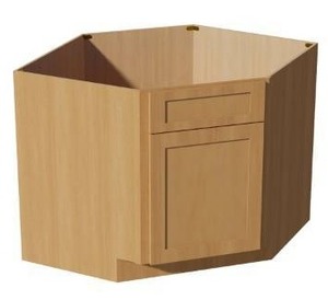 lot 197 image: RTA Shaker Solid Wood Corner Sink Base Cabinet in White