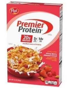 lot 200 image: 24 Case Bulk Lot of Premier Protein Mixed Berry Almond Cereal - Best by Aug 2023