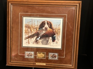 lot 83 image: 1997 Minnesota Dog Pheasant Habitat Print & Stamps by JIM KILLEN