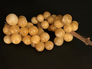 lot 88 image: Antique Vintage Italian Alabaster Grape Clusters w Wooden Stems