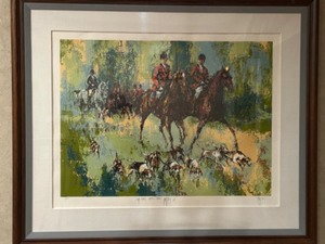 lot 3 image: Large MARK KING Fox Hunt Framed Serigraph Print Numbered and Double Signed