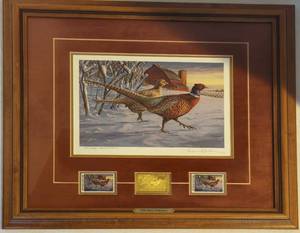 lot 97 image: 1989 Minnesota Pheasant Habitat Print & Stamps by DARREL BUSH