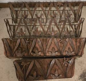 lot 101 image: Metal Leaf Patterned Window Boxes - Qty 4