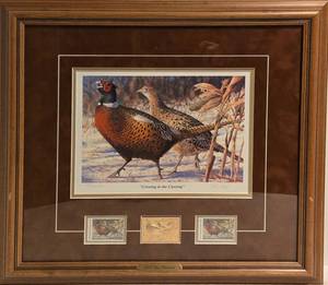 lot 104 image: 2002 Minnesota Pheasant Habitat Print & Stamps by NICK REITZEL
