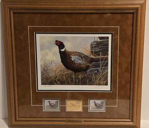 lot 105 image: 2000 Minnesota Pheasant Habitat Print & Stamps by SCOT STORM