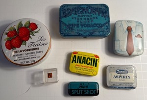 lot 57 image: Antique Vintage Metal Litho Advertising Product BOXES Collectibles - Qty 7